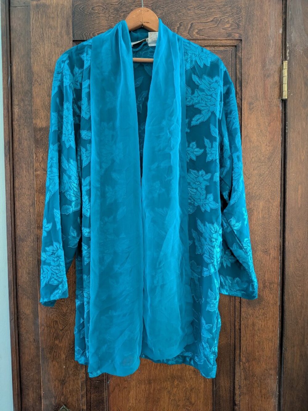Victoria's Secret Vintage Gold Label Teal Floral Lingerie Robe
